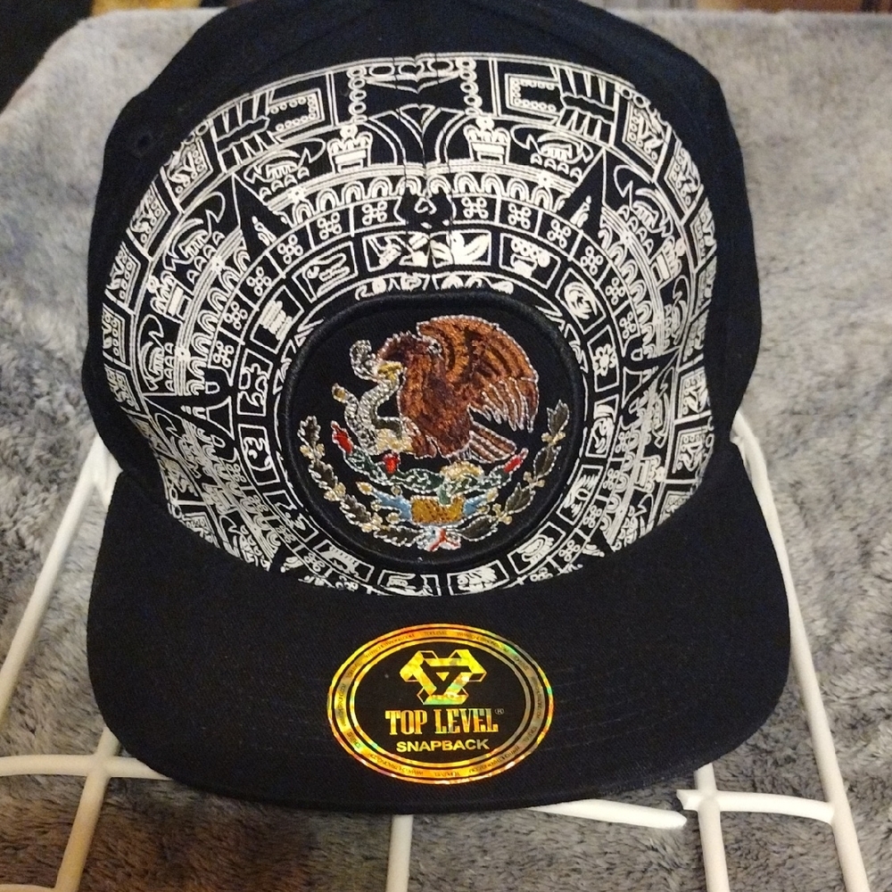 Top Level Black Snapback Hat with Eagle Design